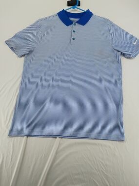 Nike Blue Striped Polo Shirt